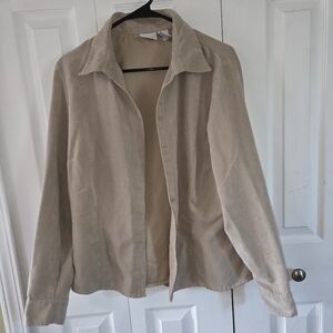 Sonoma Women's Tan Lightweight Button Down, Suade Like Soft Material, Sz XL